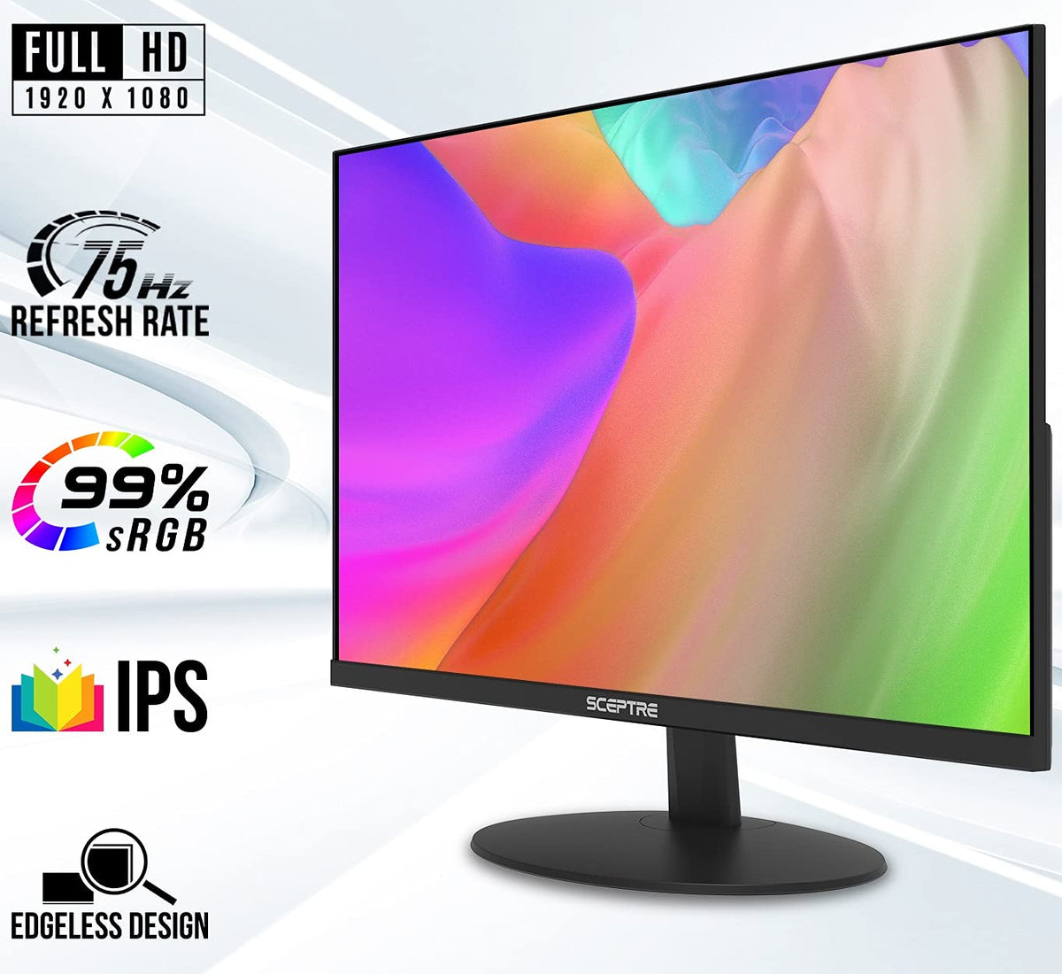 24-Inch IPS LED Computer Monitor 1080p 75Hz Black R478
