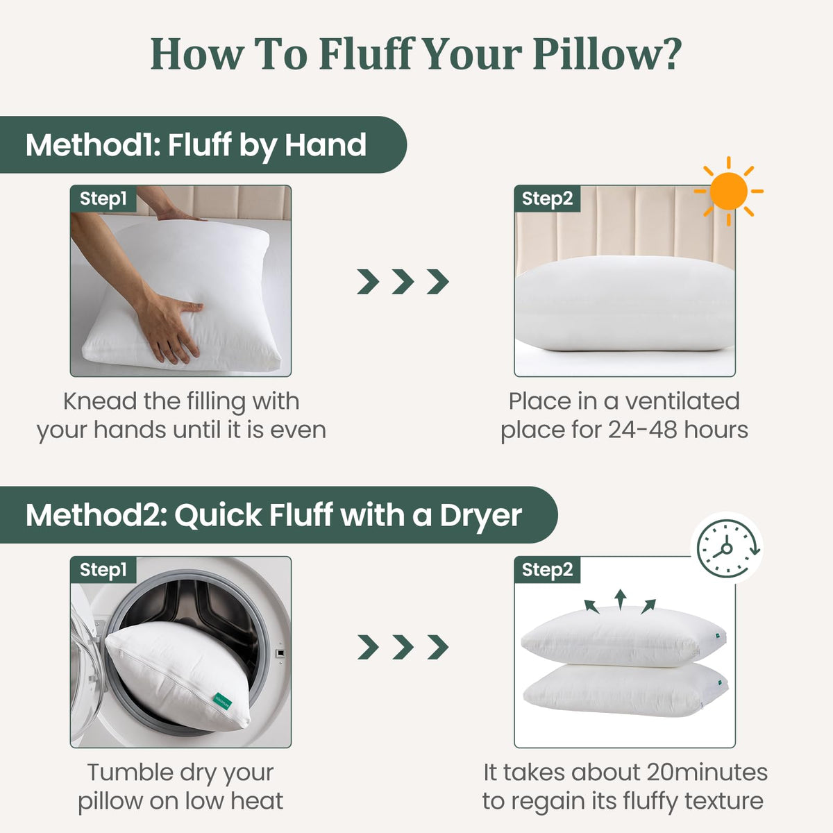 King Size Set of 2 Adjustable Memory Foam Bed Pillows M79809