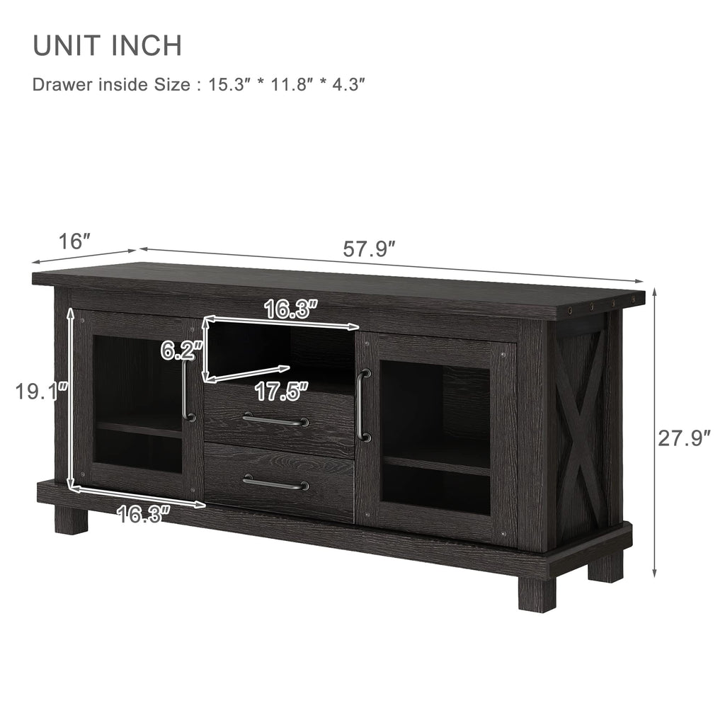 Espresso Particleboard TV Stand with Two Drawers I515