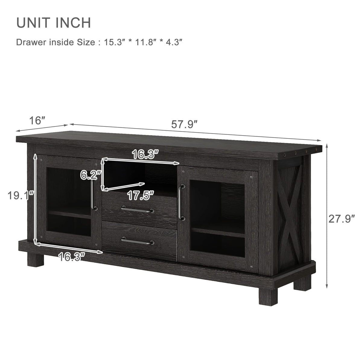 Espresso Particleboard TV Stand with Two Drawers I515