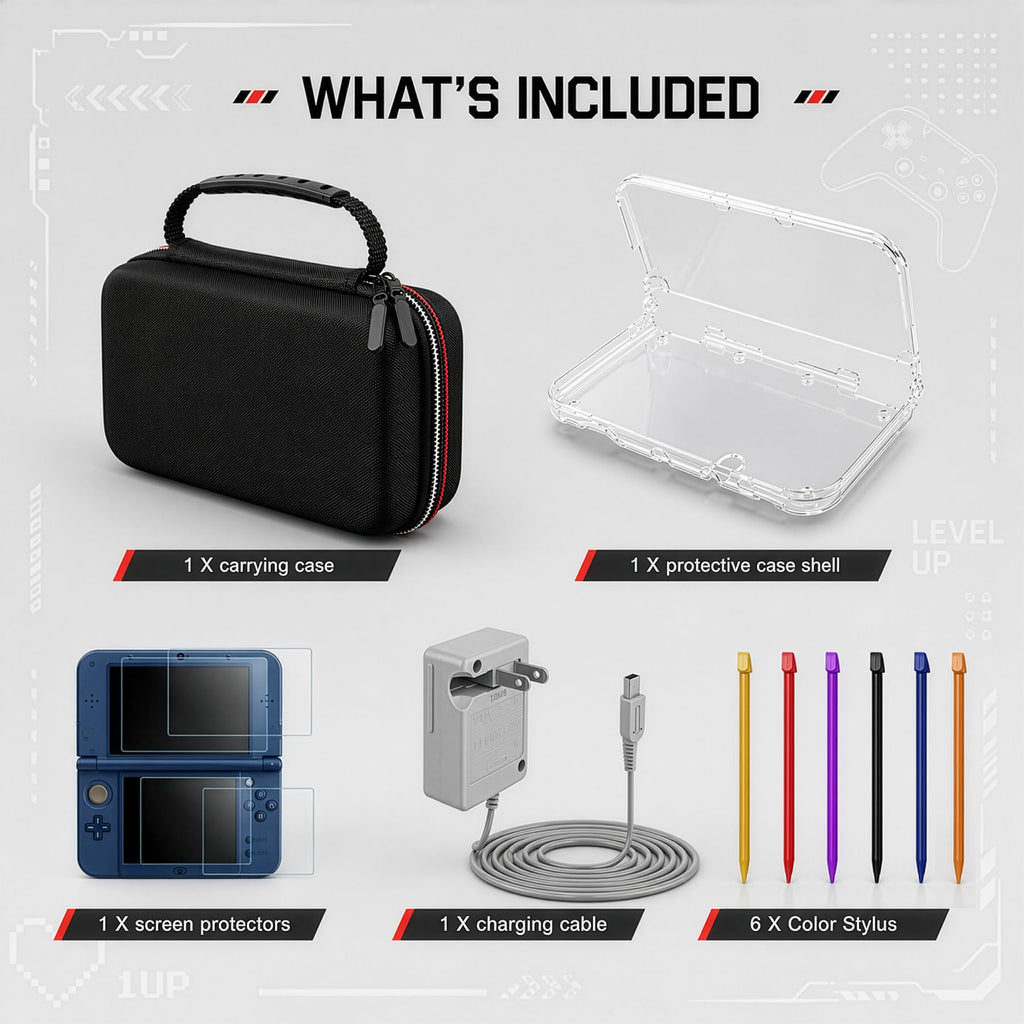 Carrying Case for New 3DS XL LL with Hard Shell and Charging Cable Z267293