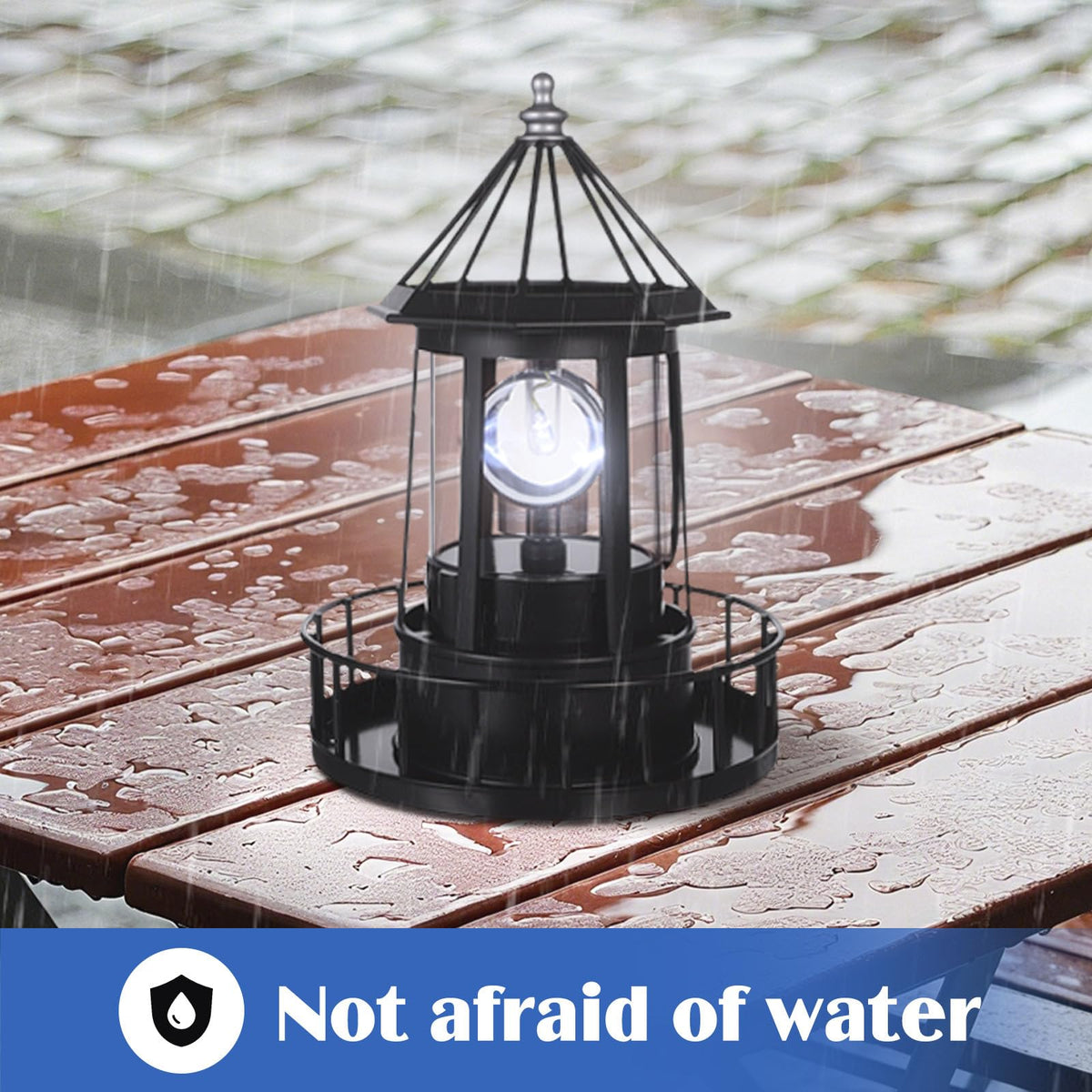 Solar Powered Rotating Lighthouse Decor Lamp G32821