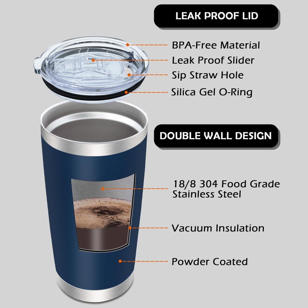 20oz Insulated Stainless Steel Tumbler with Lid Navy R534