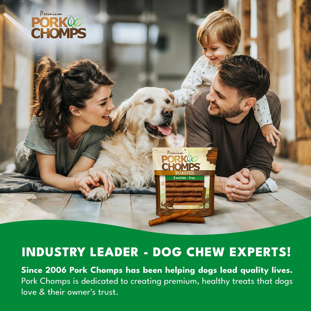 Roasted Pork Skin Dog Chews 6in Twists 15 Count T9532