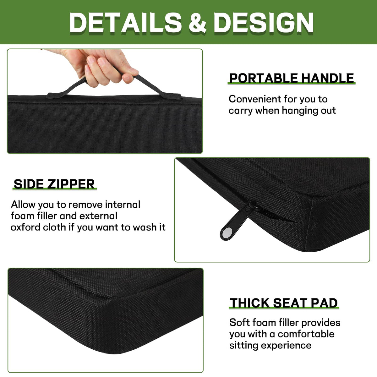 4 Pack Waterproof Oxford Fabric Bleacher Seat Cushions Q364
