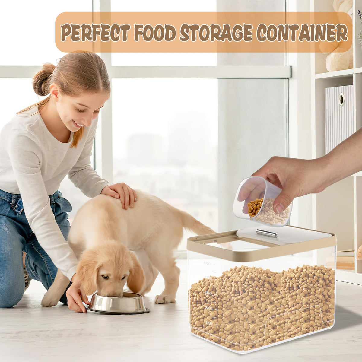 2 Pack Airtight Pet Food Storage Container with Measuring Scoops X64111