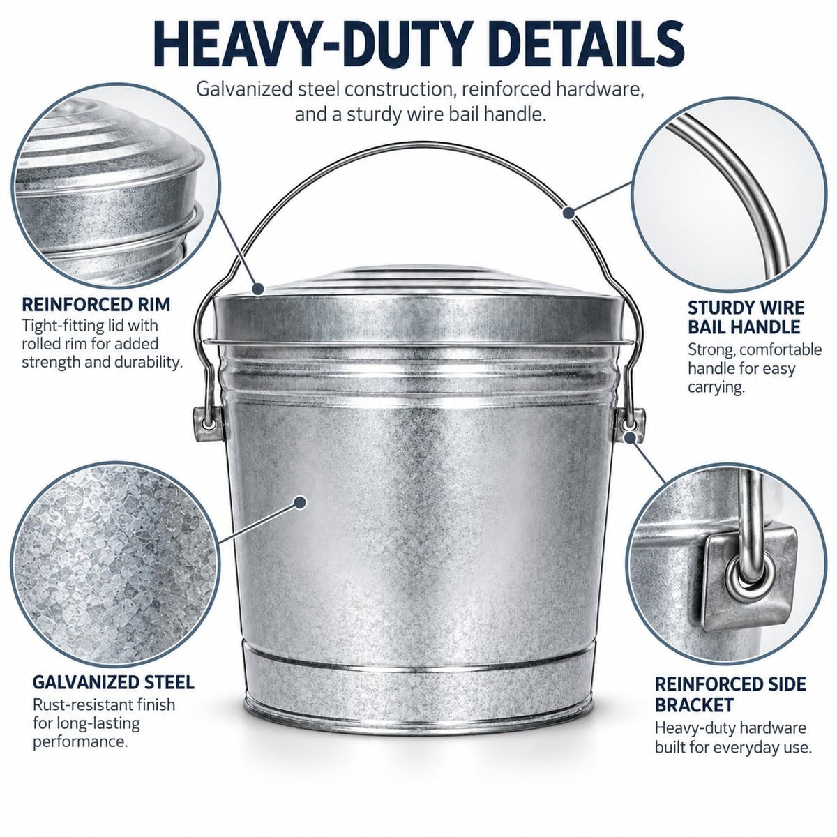 6-Gallon Galvanized Steel Storage Can with Locking Lid F9516