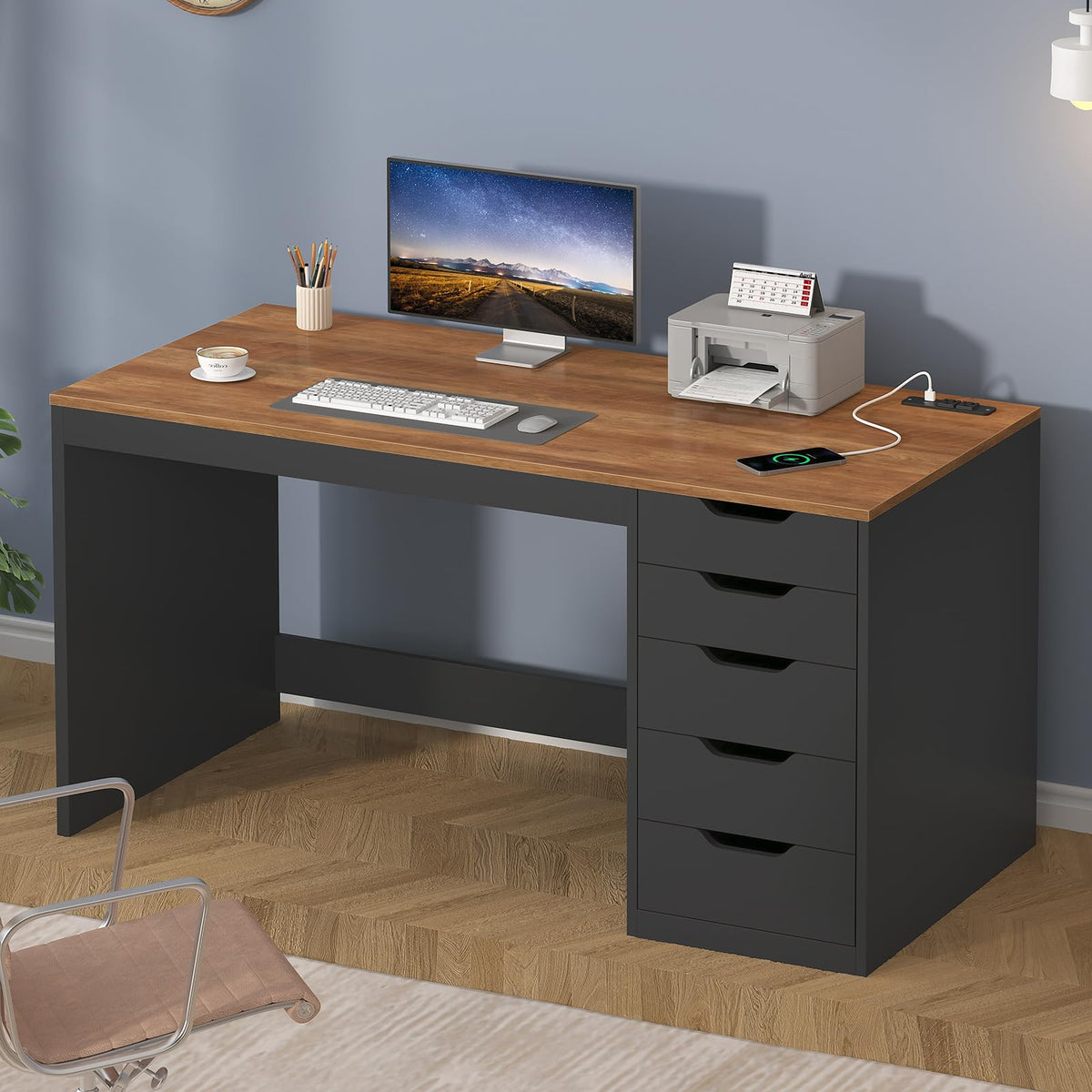 47 Inch Computer Desk with 5 Drawers F325