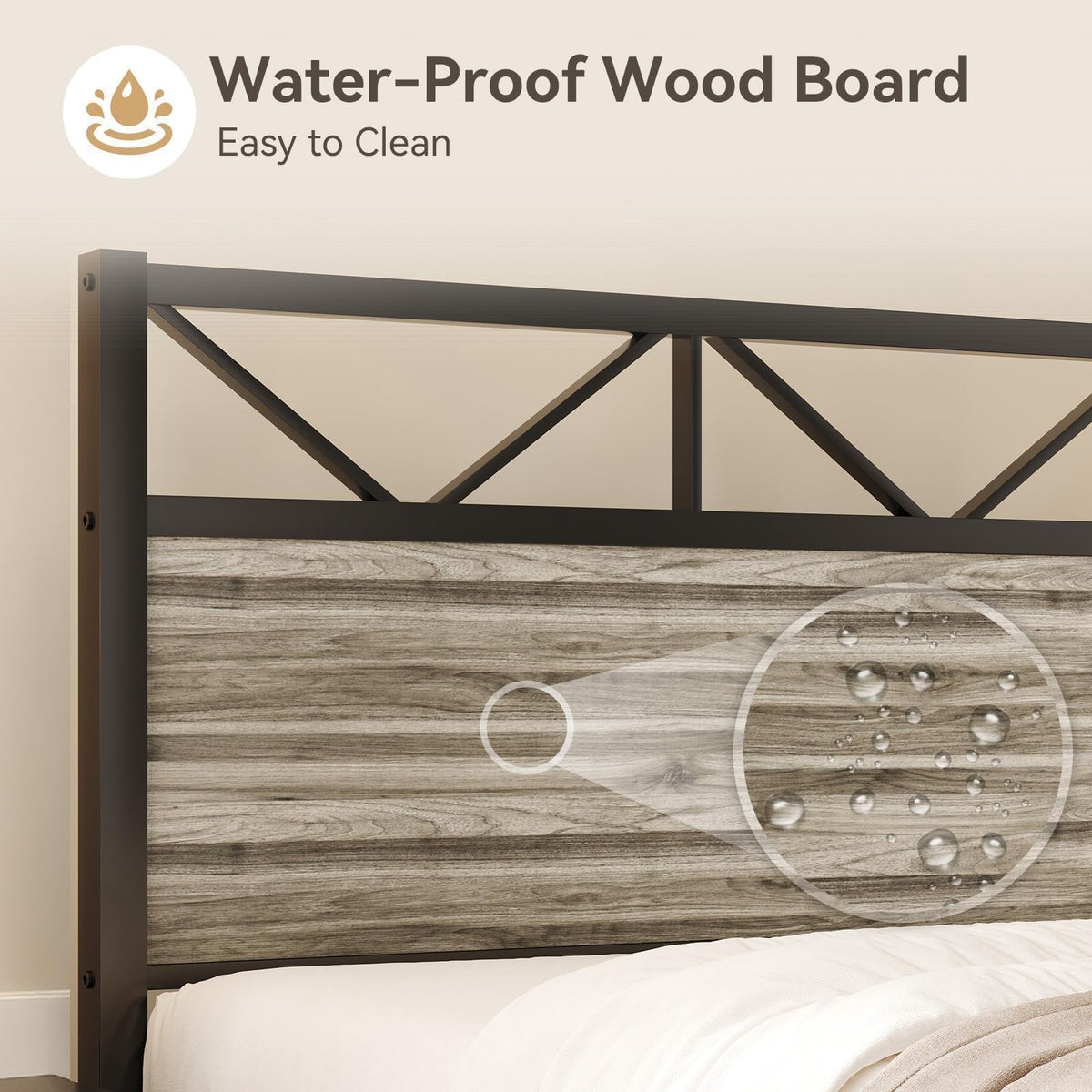 Wash Grey Twin Size Bed Frame with Tall Headboard L8689