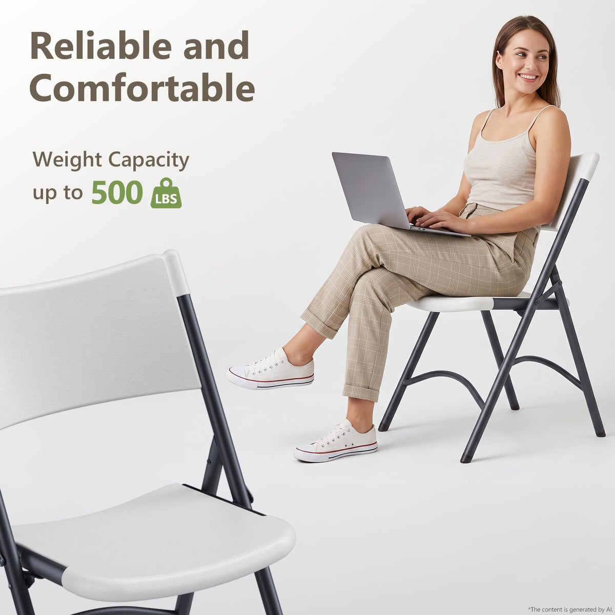 4 Pack White Folding Chair with Steel Frame G817237