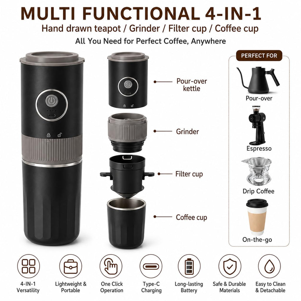 Portable Electric Coffee Grinder and Brewing Kit O5250