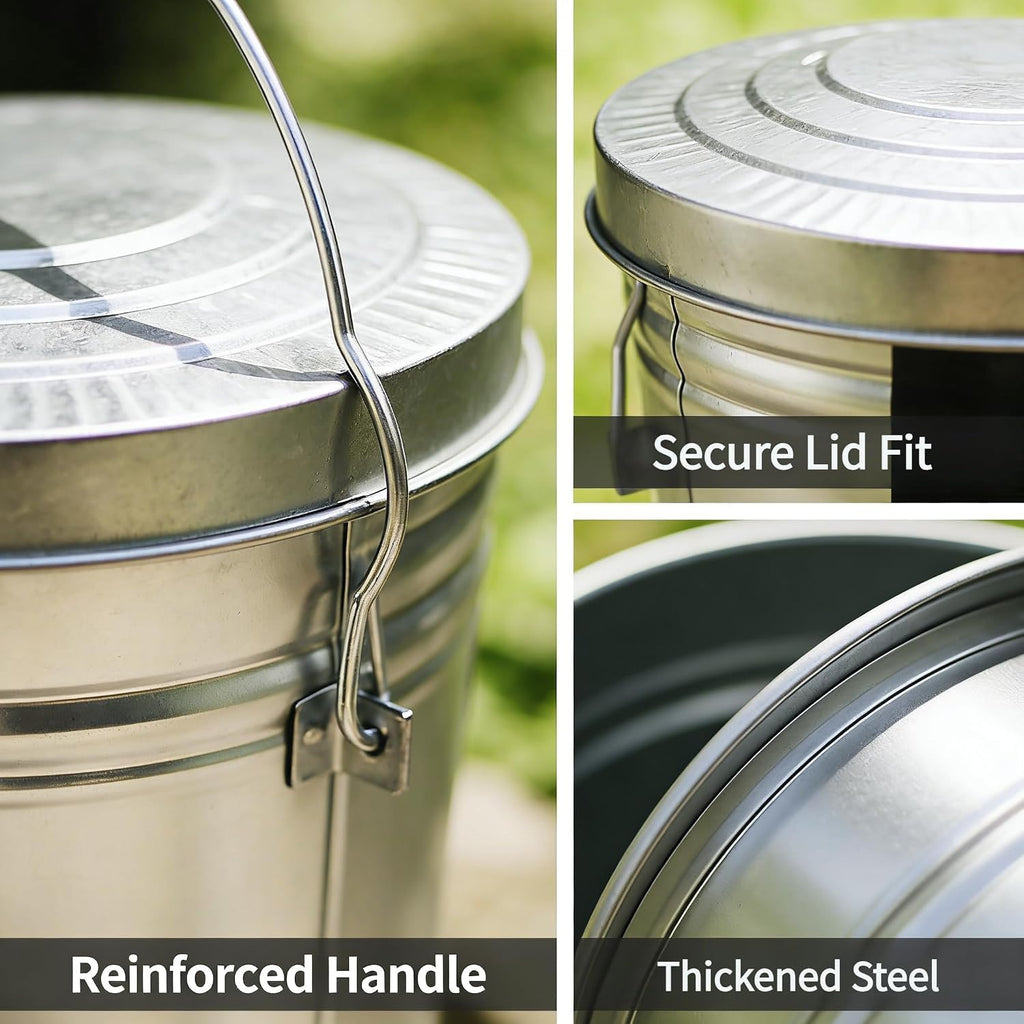 Galvanized Trash Can with Lid M854204