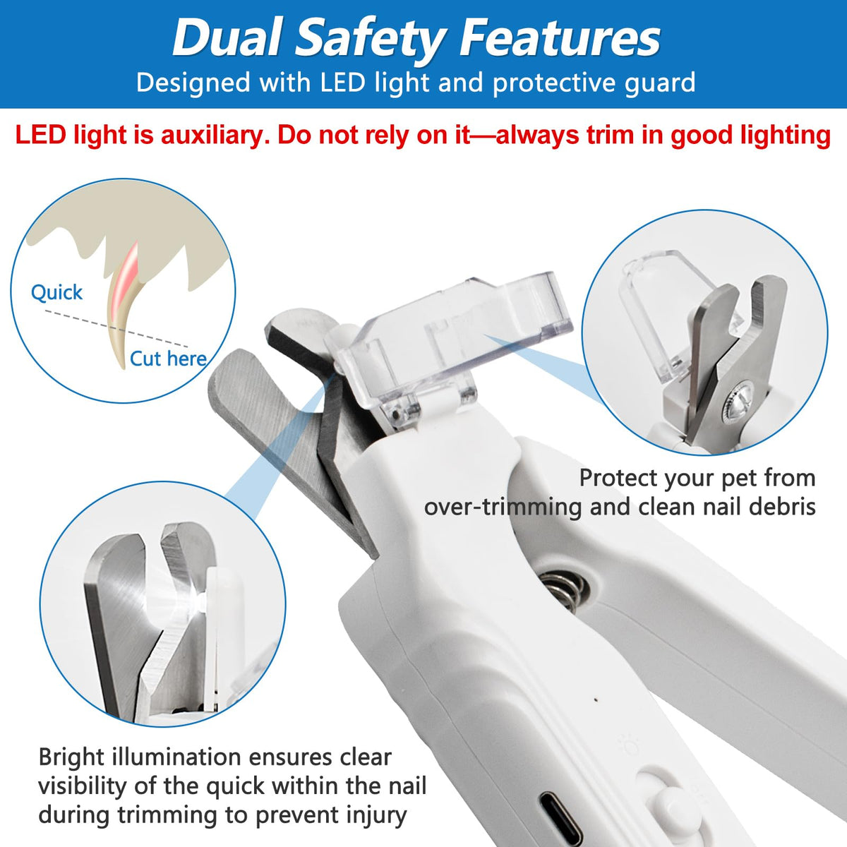 2-in-1 LED Pet Nail Clipper & Grinder with Lights D583
