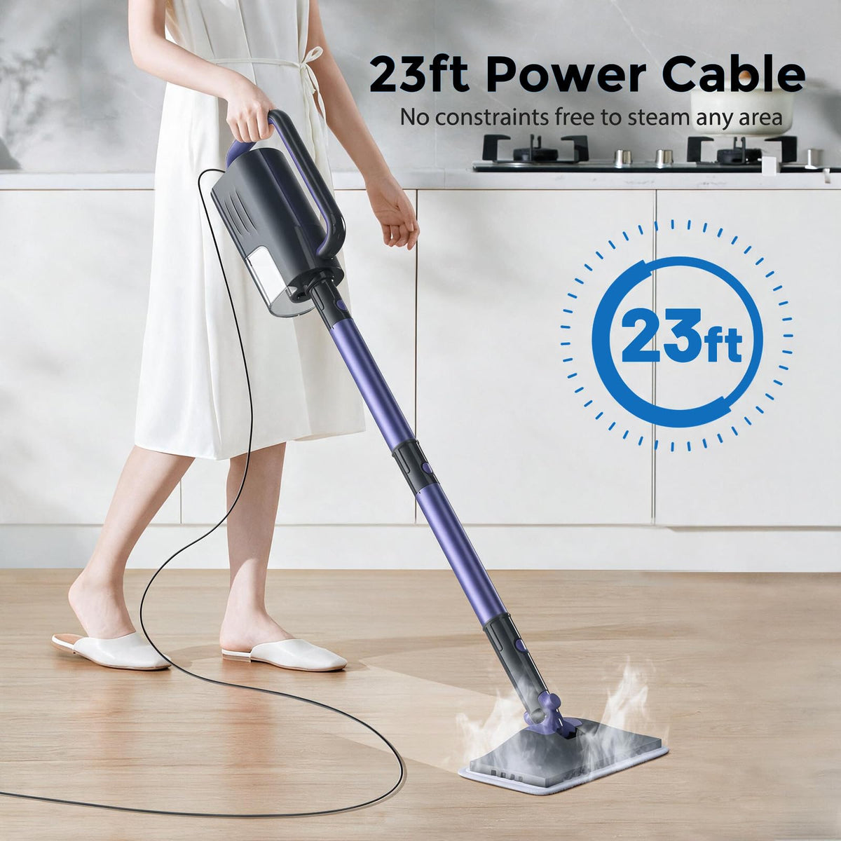 6-in-1 Lightweight Steam Mop with 23FT Cable A65227