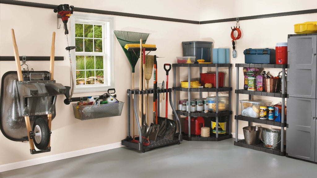 Black Wheeled Garage Tool Tower Rack L965706