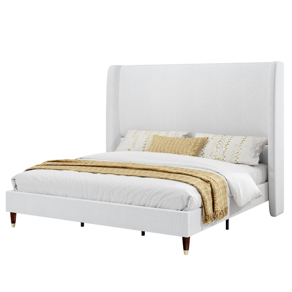 Queen Bed Frame Upholstered Bed White J175