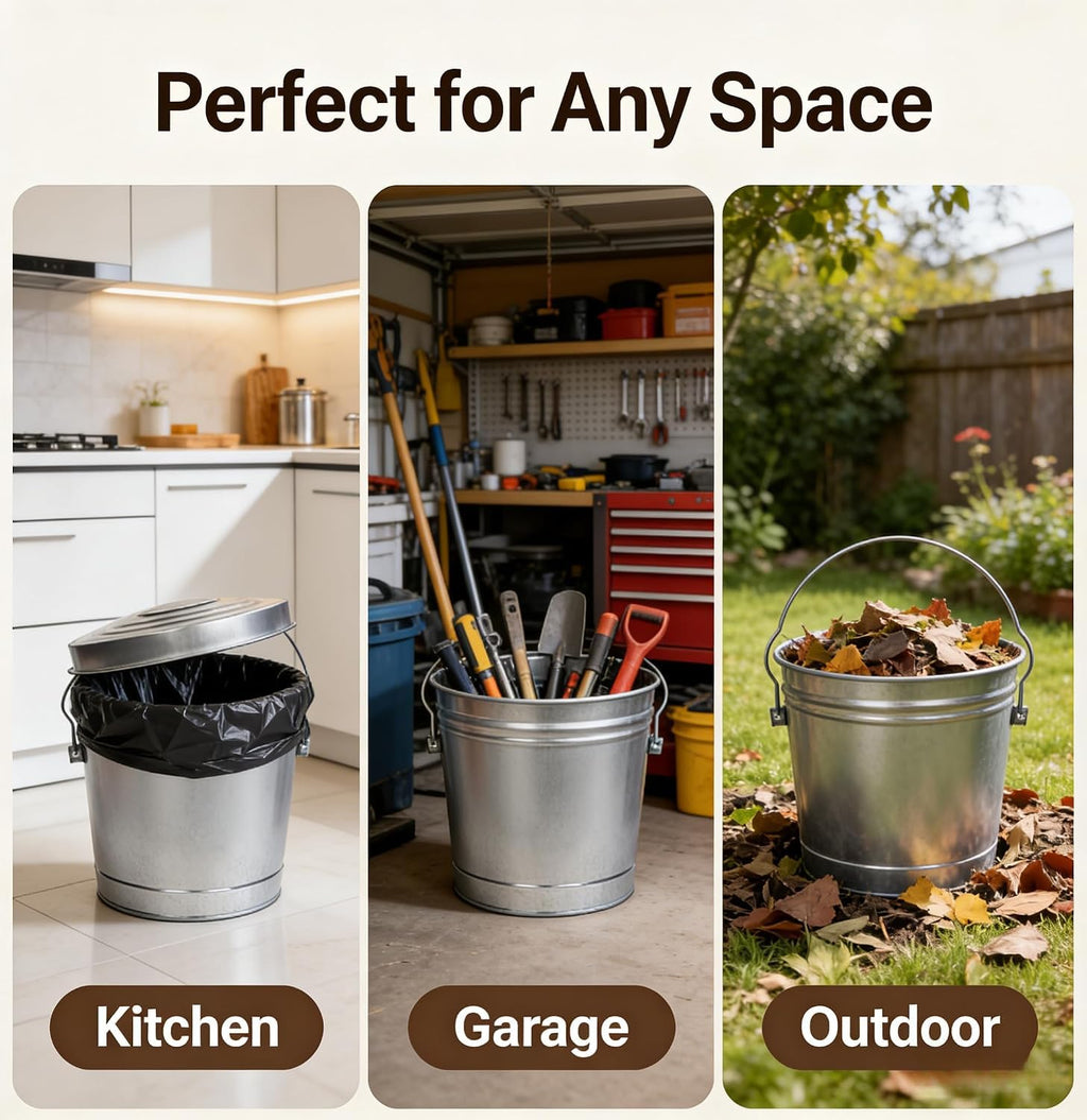 Galvanized Trash Can with Lid M854204