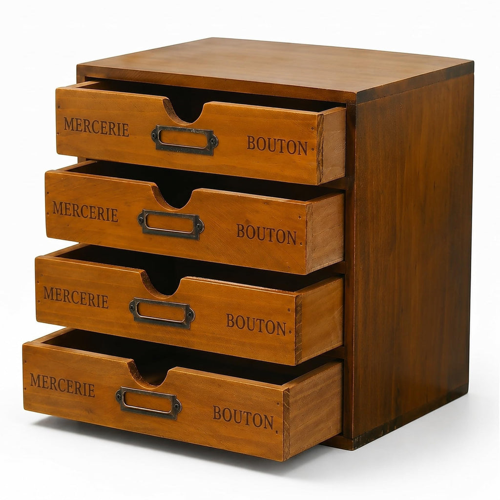 Modular Stackable 4 Drawer Wood Storage Box Z17486