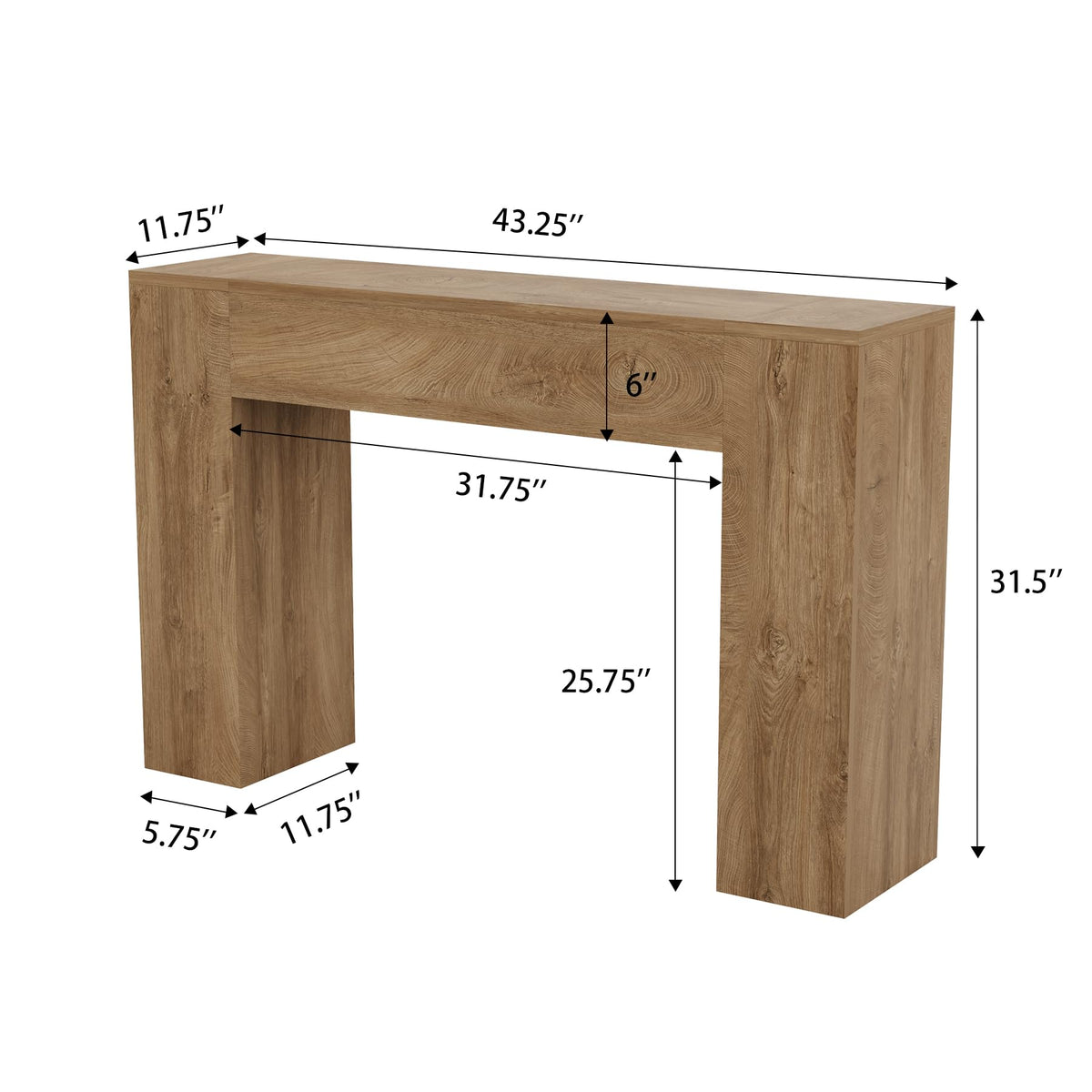 43-Inch Light Oak Brown Wood Console Table I5509