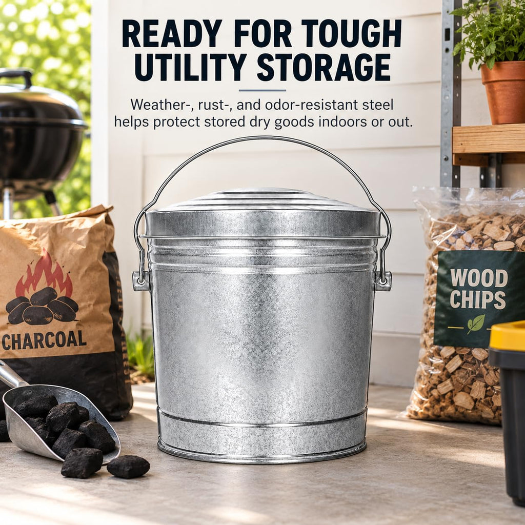 6-Gallon Galvanized Steel Storage Can with Locking Lid F9516