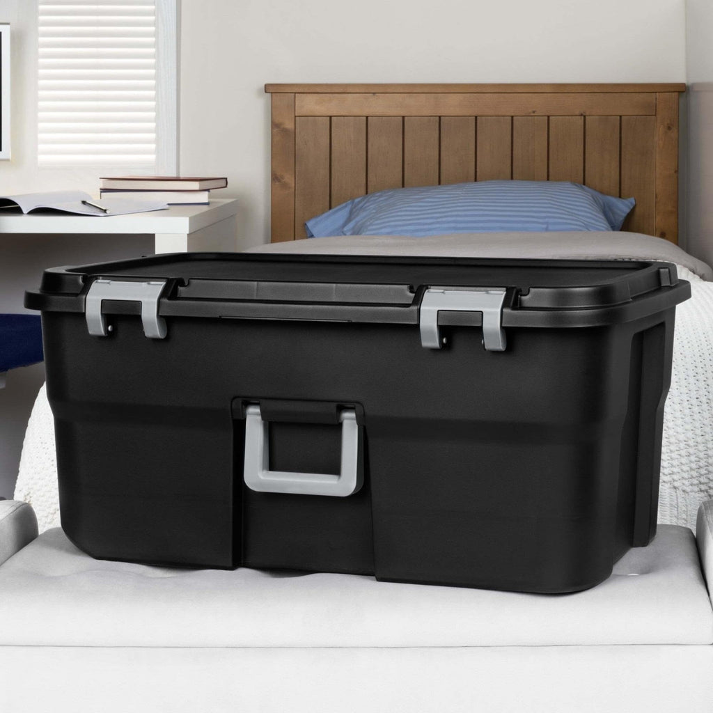 22 Gallon Black Wheeled Plastic Storage Trunk E41637