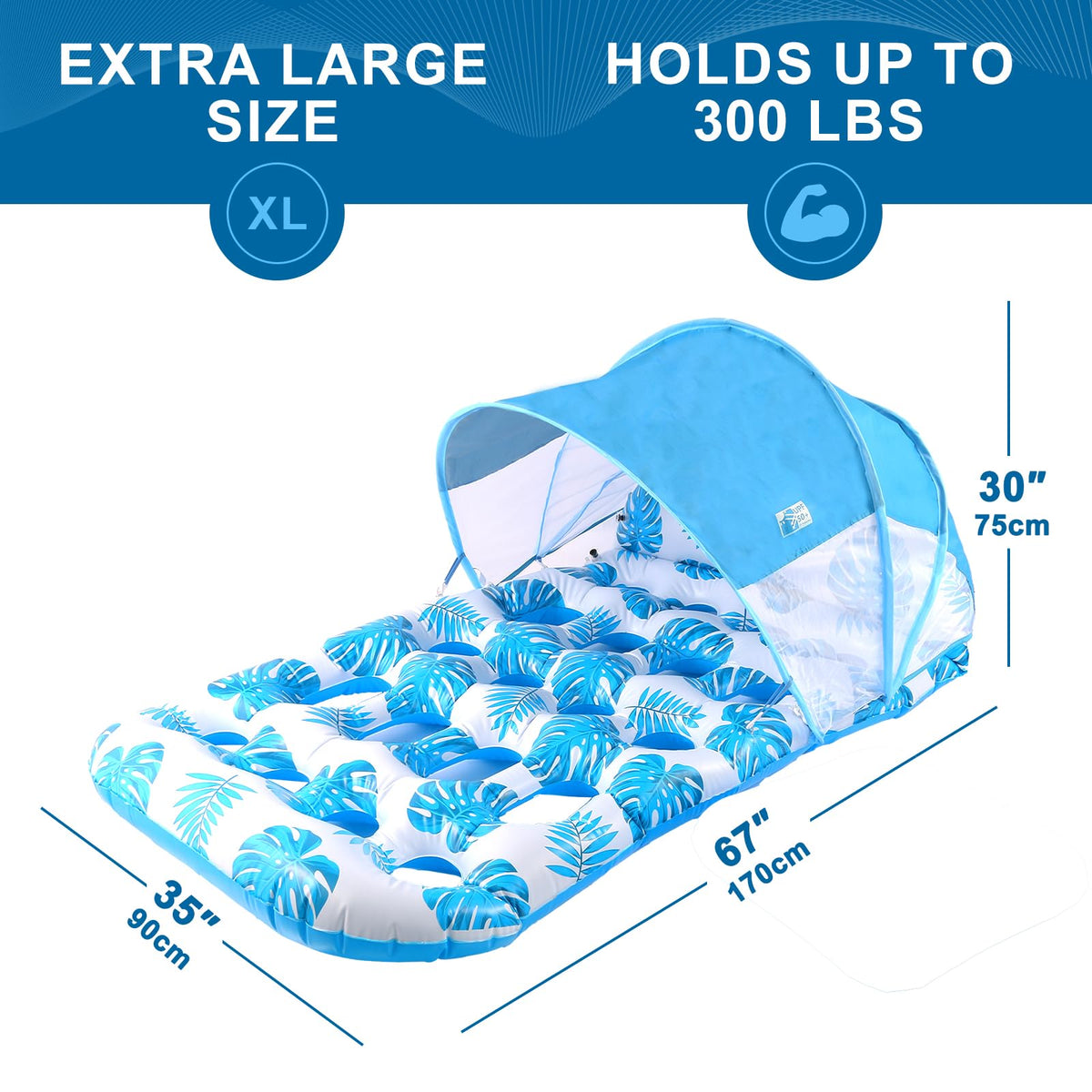 Inflatable Pool Float with UPF 50+ Sunshade Canopy Q940