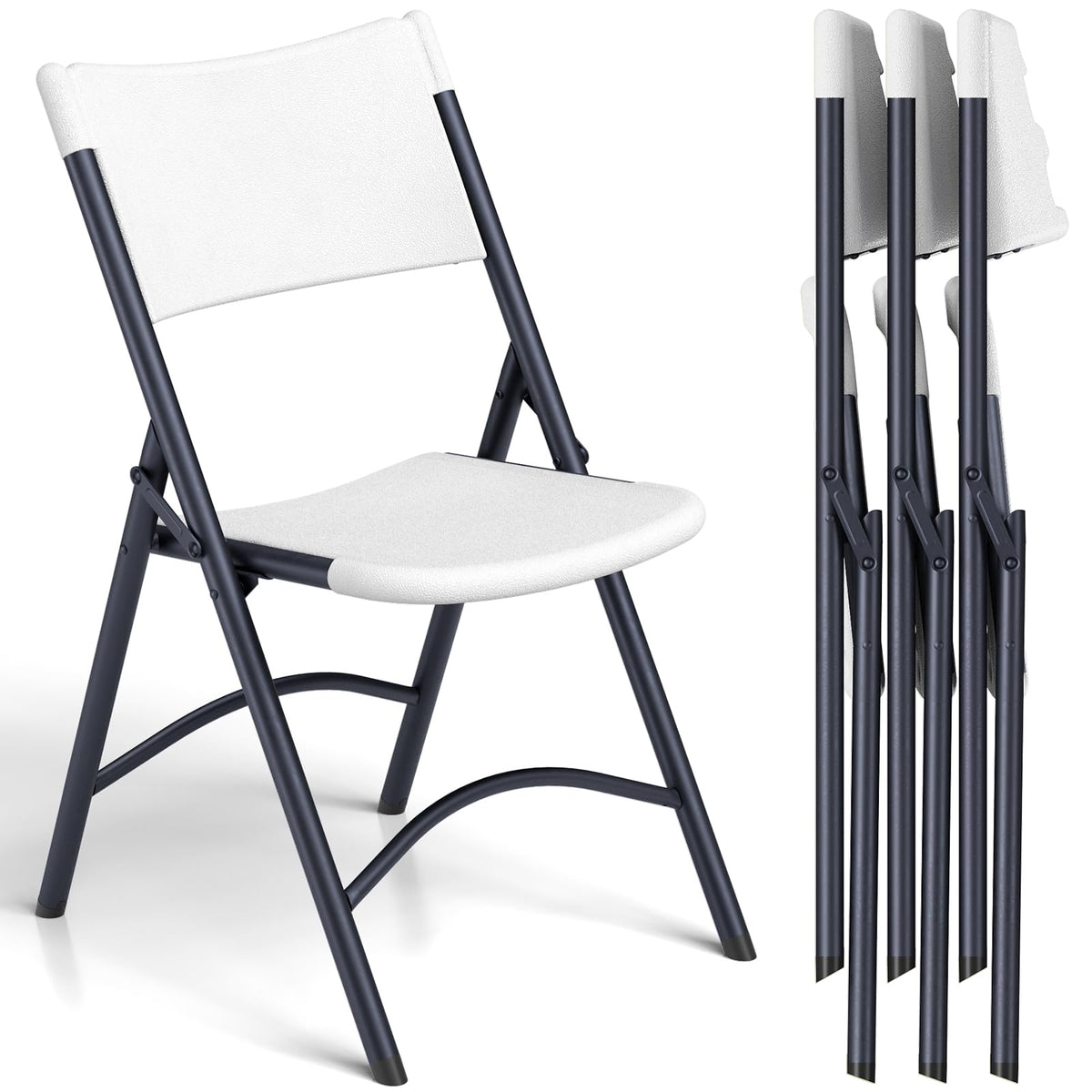 4 Pack White Folding Chair with Steel Frame G817237