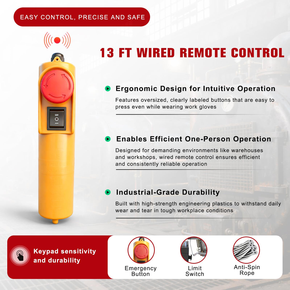 1320Lbs Electric Hoist with 13ft Remote Control P3225