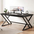Black 47 Inch Metal and Wood Computer Desk T68312