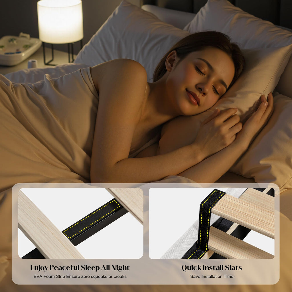 Queen Bed Frame Upholstered Bed White J175