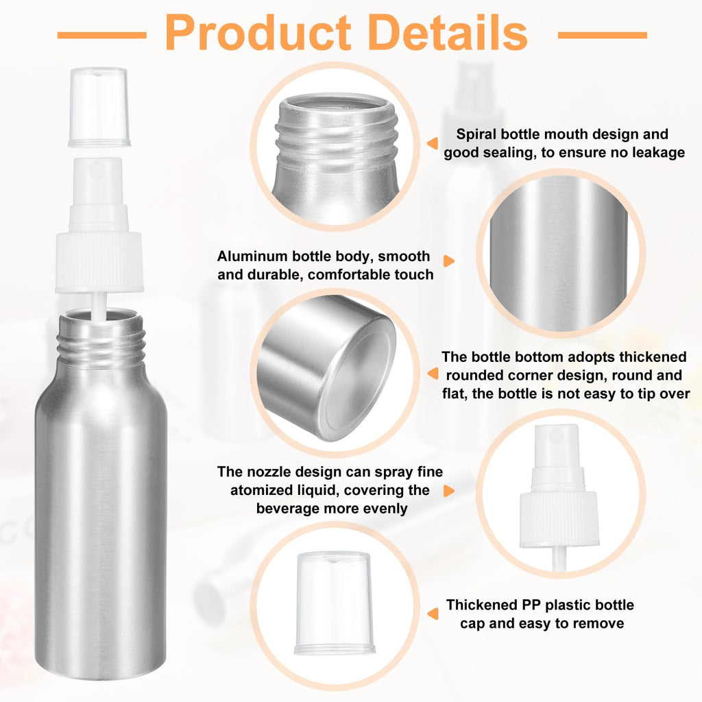 5 Pc 80 ml Aluminum Fine Mist Spray Bottles A620222