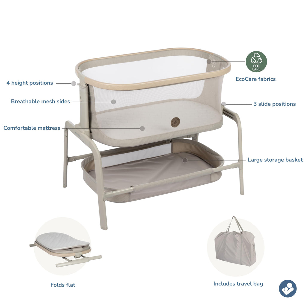 Baby Bassinet Bedside Sleeper with Storage Basket I546483