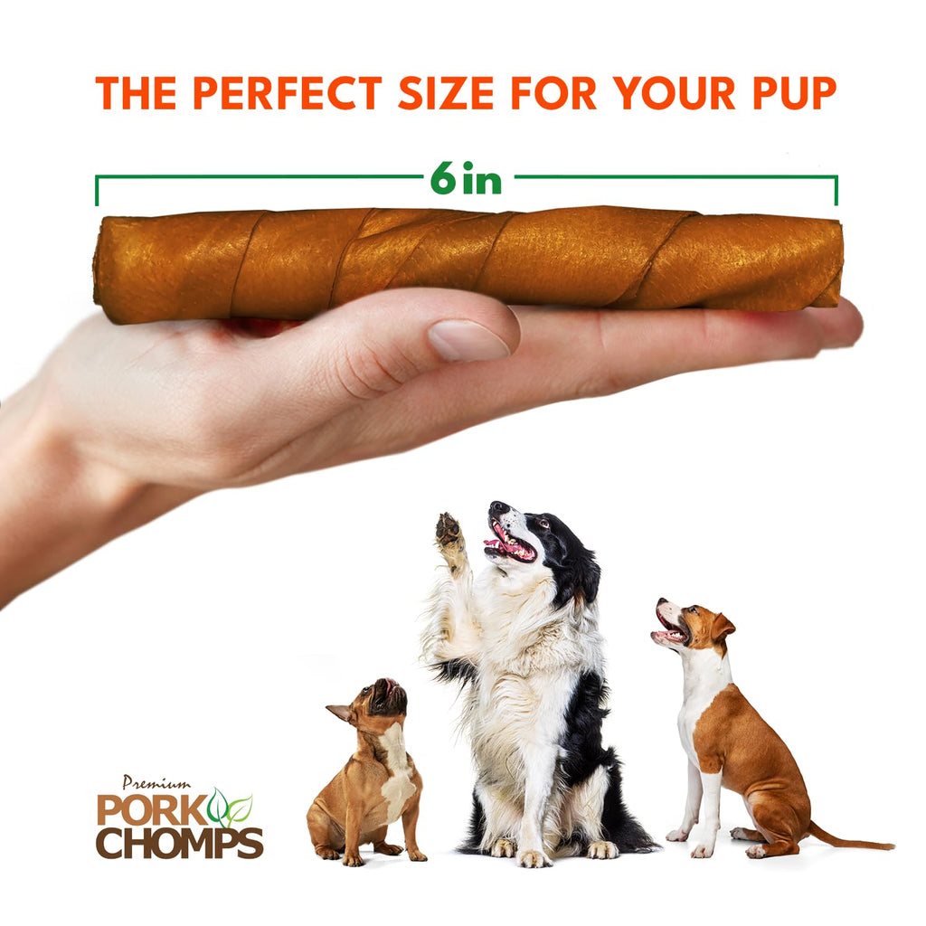Roasted Pork Skin Dog Chews 6in Twists 15 Count T9532