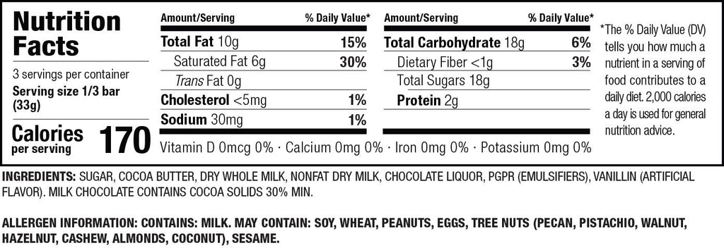 Milk Chocolate Bars 3.5oz 12 Pack Gluten Free K8644
