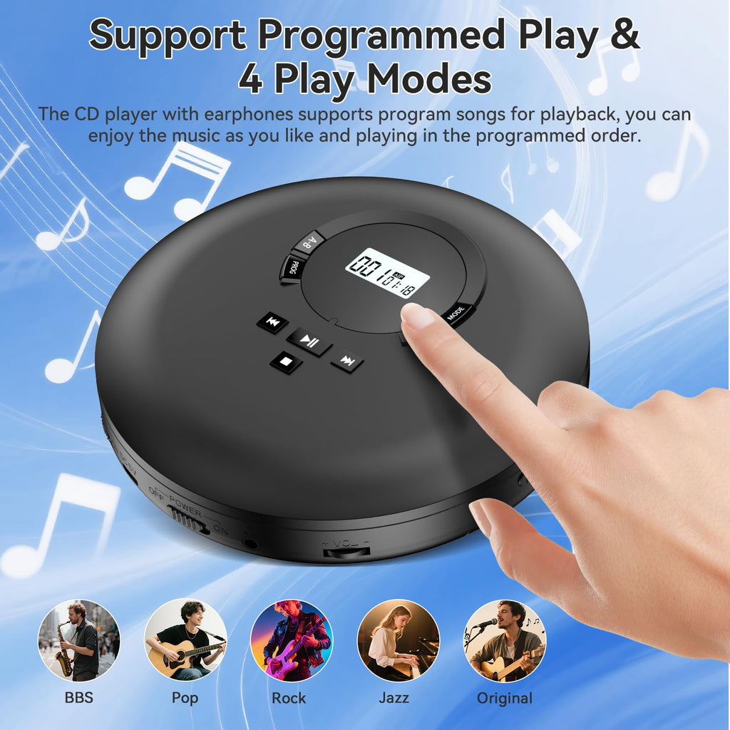 Portable CD Player with Headphones LCD Display L9590