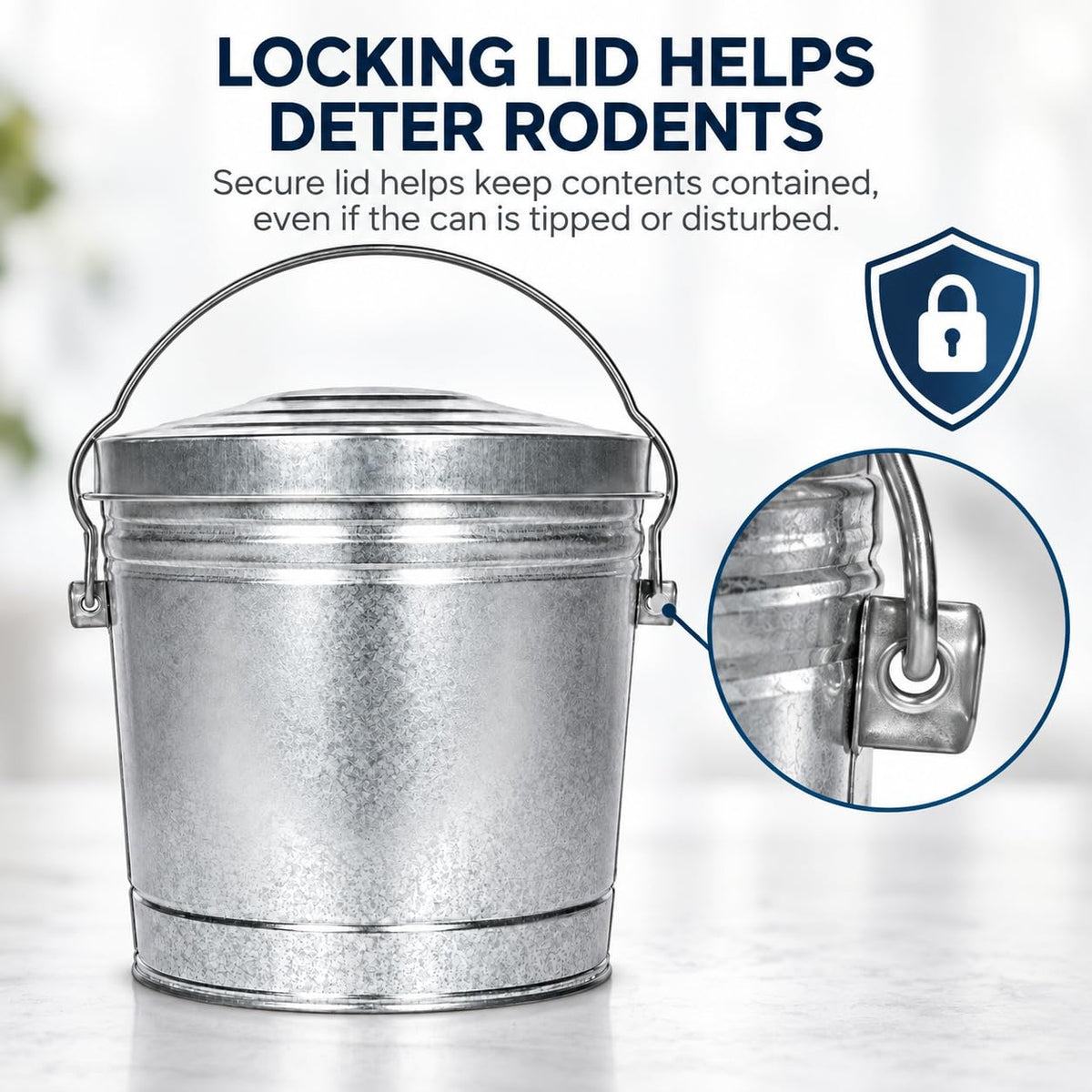 6-Gallon Galvanized Steel Storage Can with Locking Lid F9516