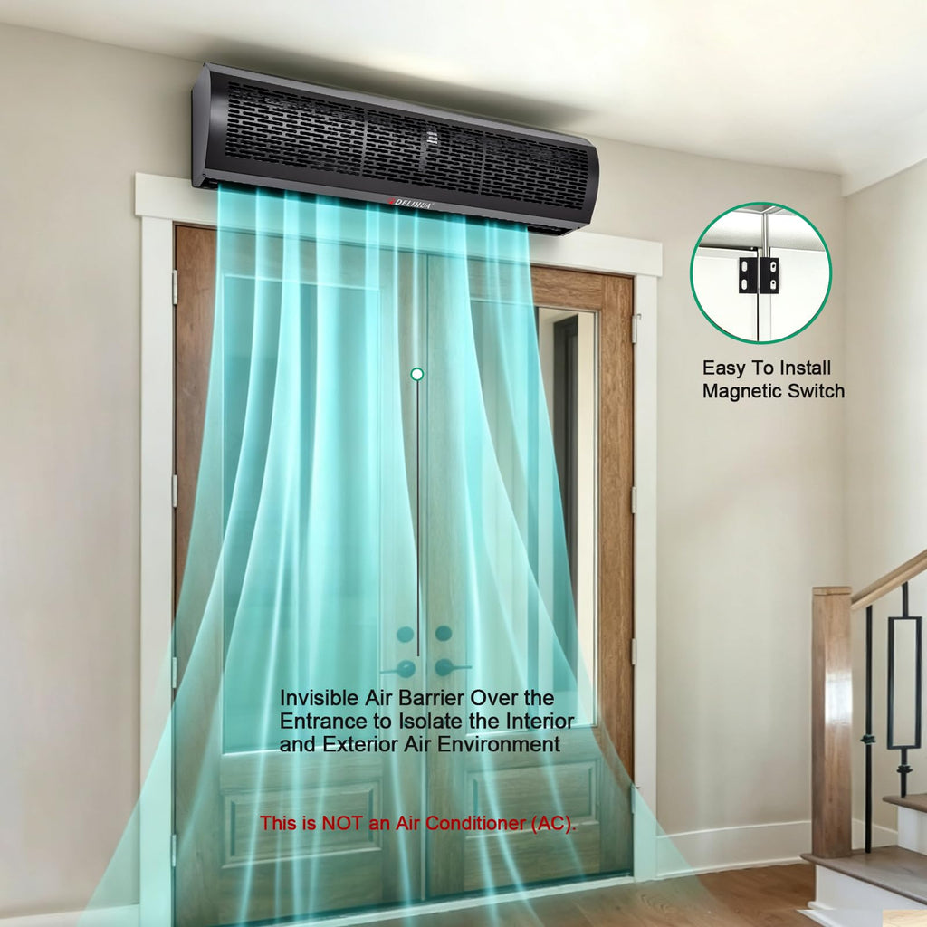 48 Inch Black Air Curtain Fan with Magnetic Door Switch M847