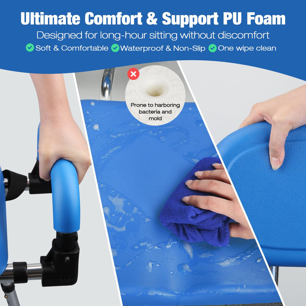 Sliding Shower Chair with 360° Swivel Seat and Adjustable Height D746