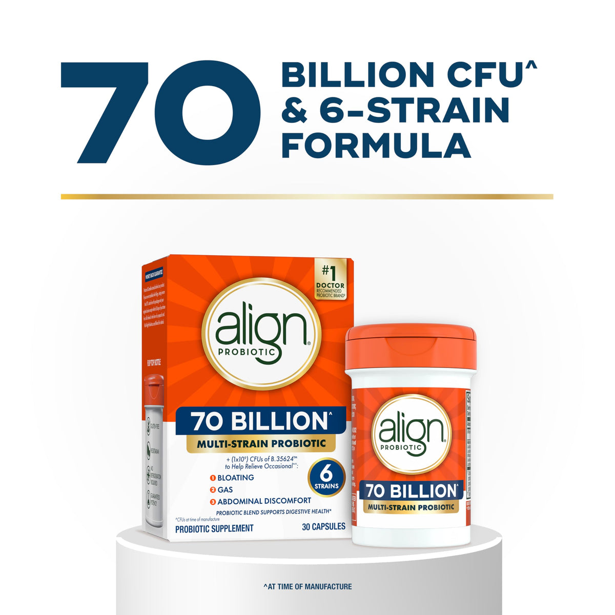 70 Billion CFU 6 Strain Blend Probiotic 30 Capsules M304