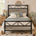 Wash Grey Twin Size Bed Frame with Tall Headboard L8689
