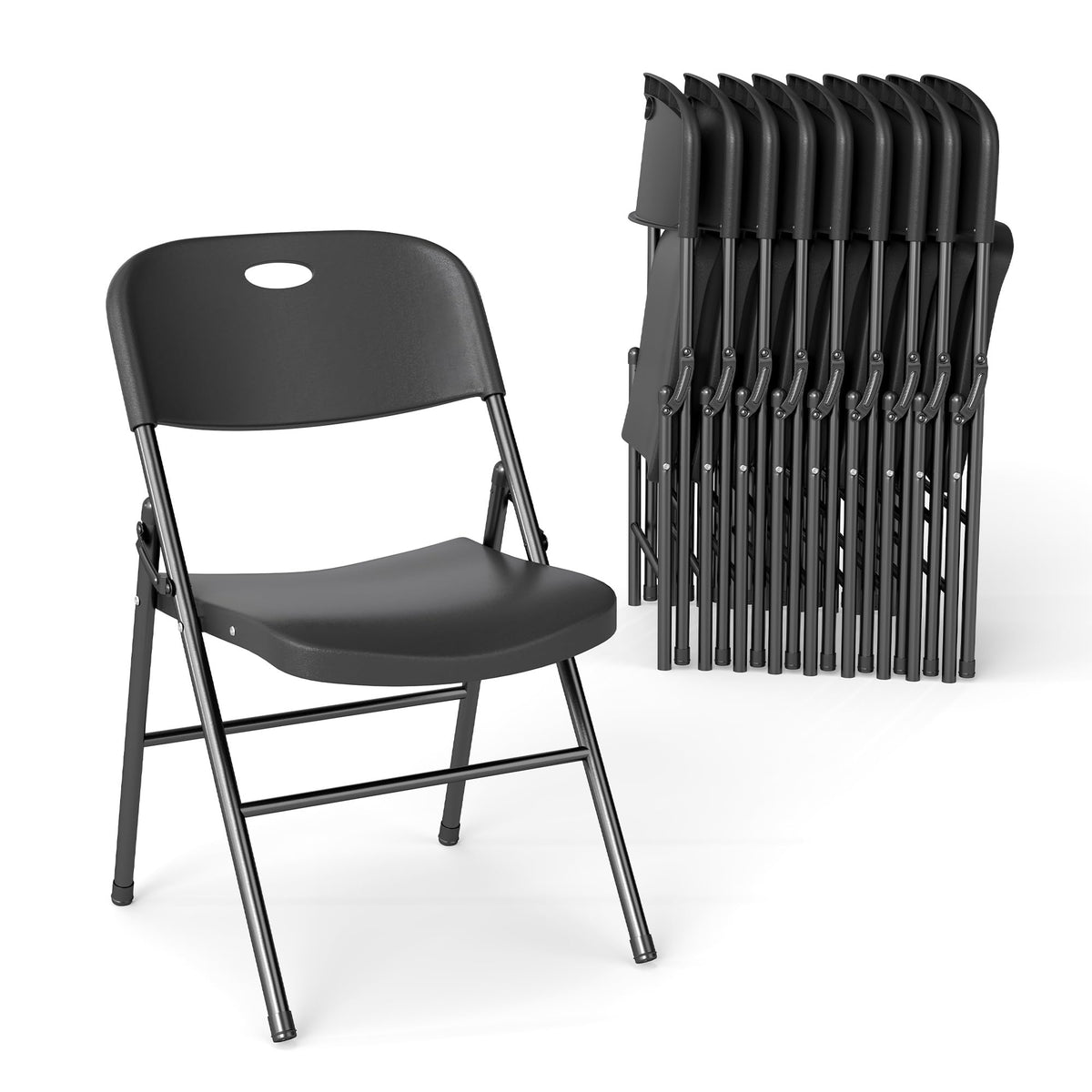 Folding Chairs Set of 10 Black U45402