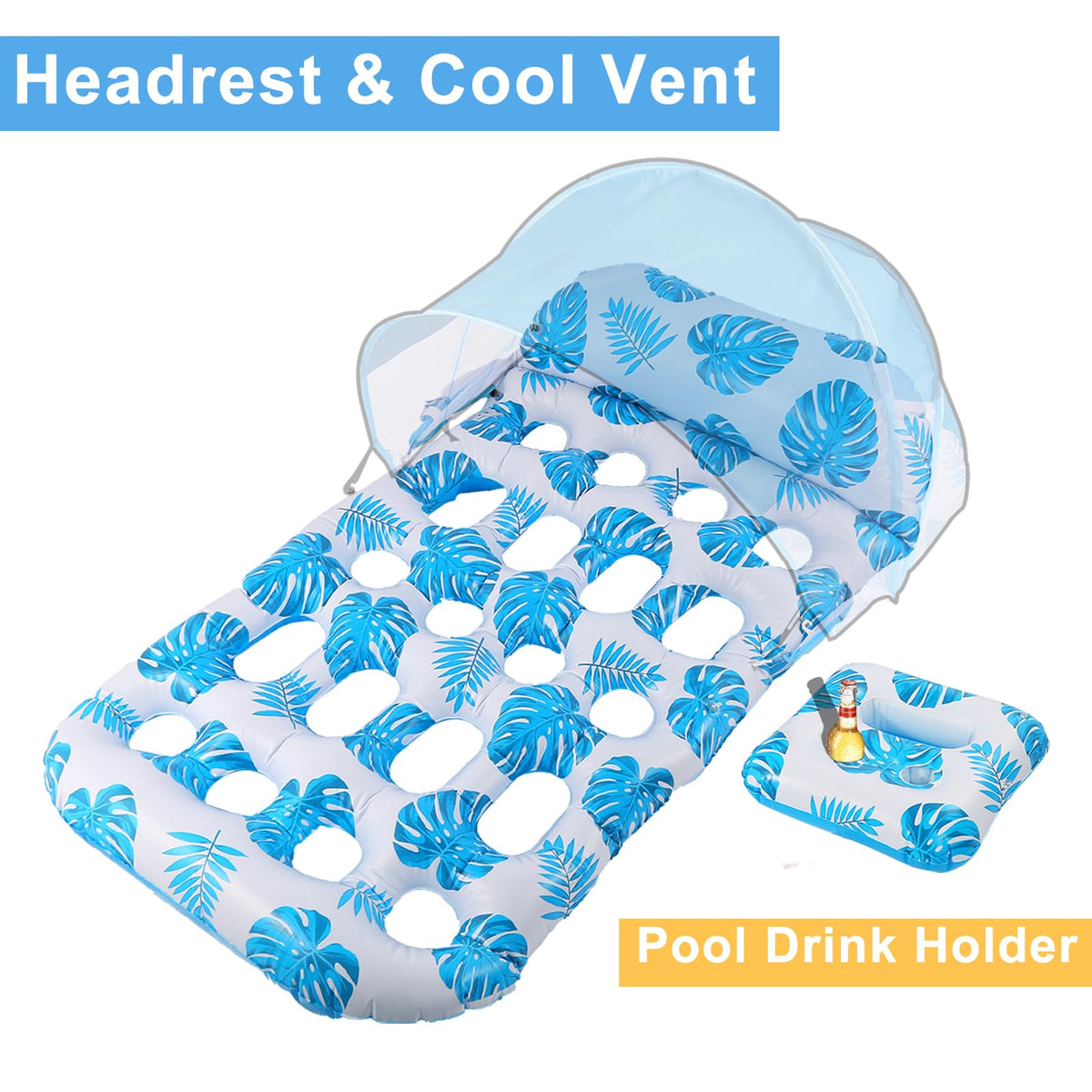 Inflatable Pool Float with UPF 50+ Sunshade Canopy Q940