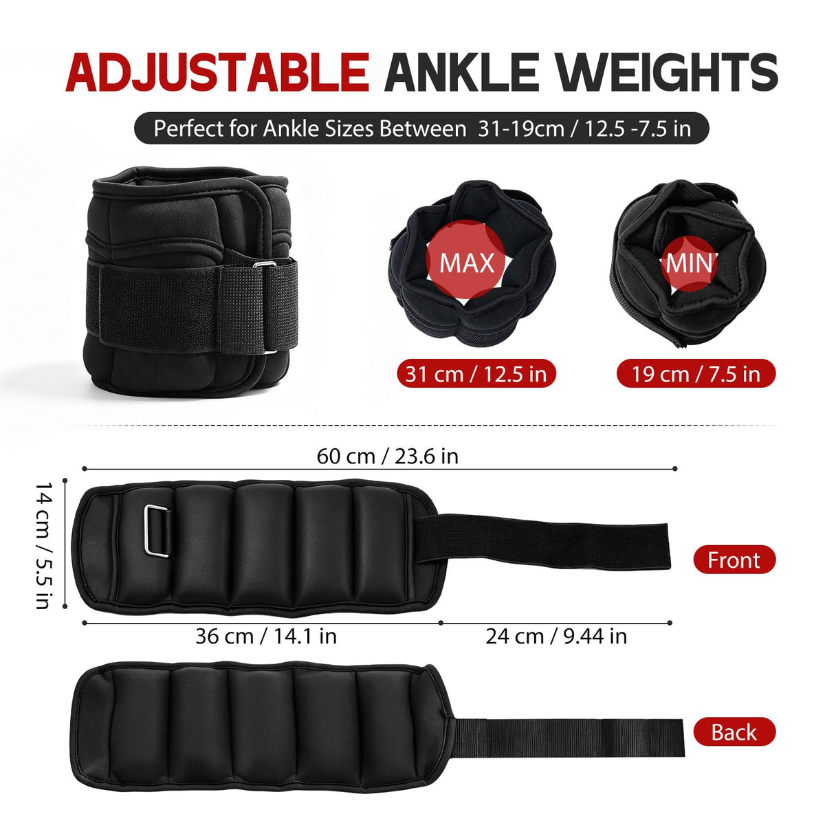 Adjustable 10 lbs Ankle Weights Set Y776301