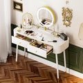 White 40" Vanity Desk with Mirror and Lights S6509