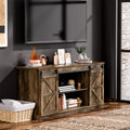 Farmhouse TV Stand for 65 Inch TV with Sliding Barn Doors and Storage Cabinets V481