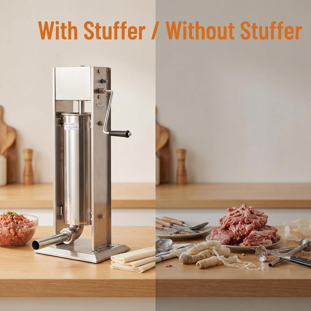 Stainless Steel Dual Speed 15lb/7L Sausage Stuffer with 4 Nozzles K8510