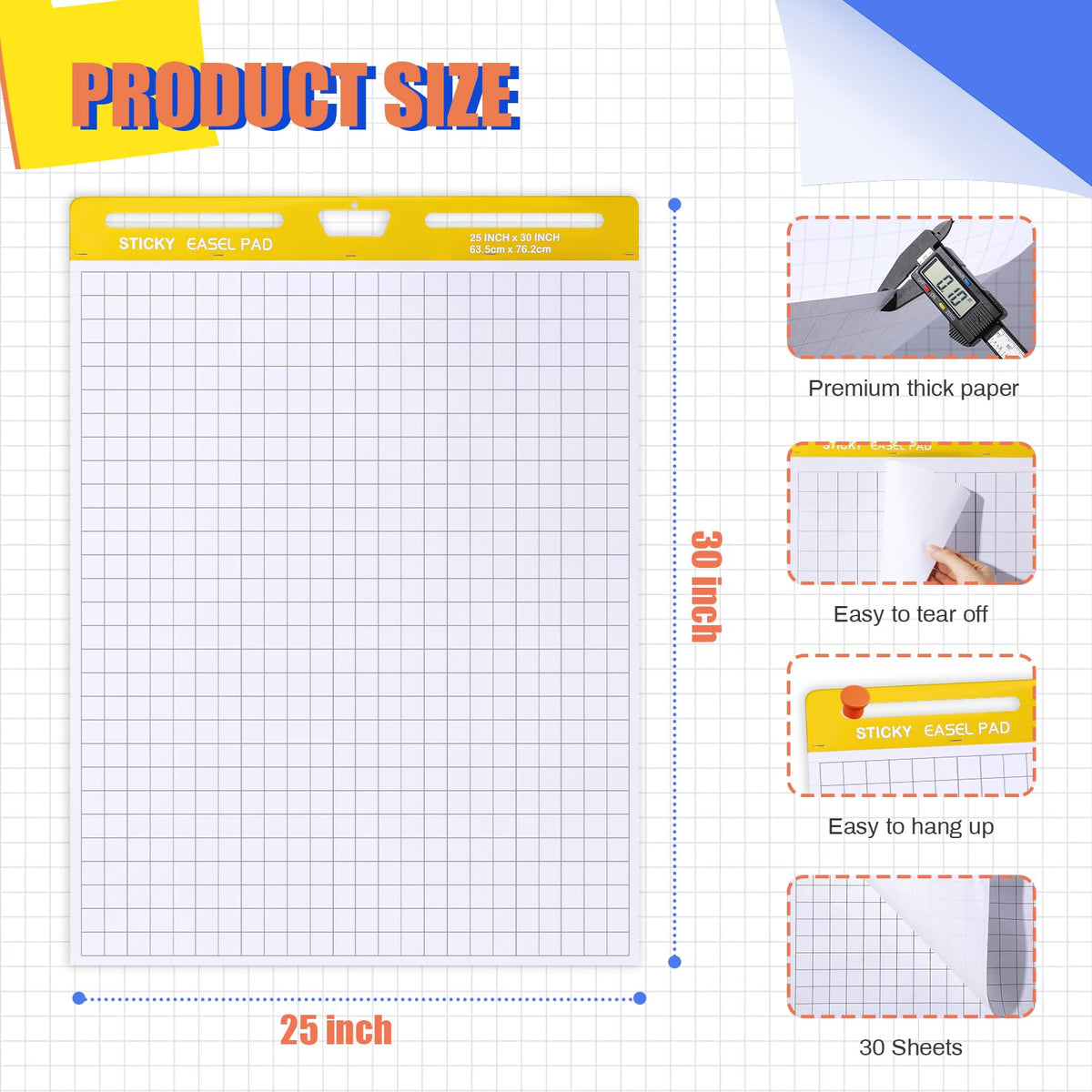 Chart Paper Grid Sticky Easel Pad Y72438