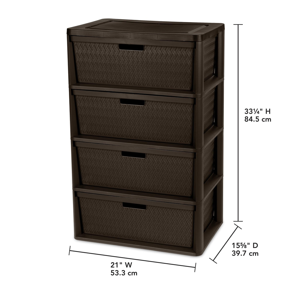 Brown 4 Drawer Plastic Storage Tower N432480