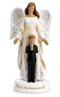 7.75" H Resin and Stone Angel with Praying Boy Figure M41043