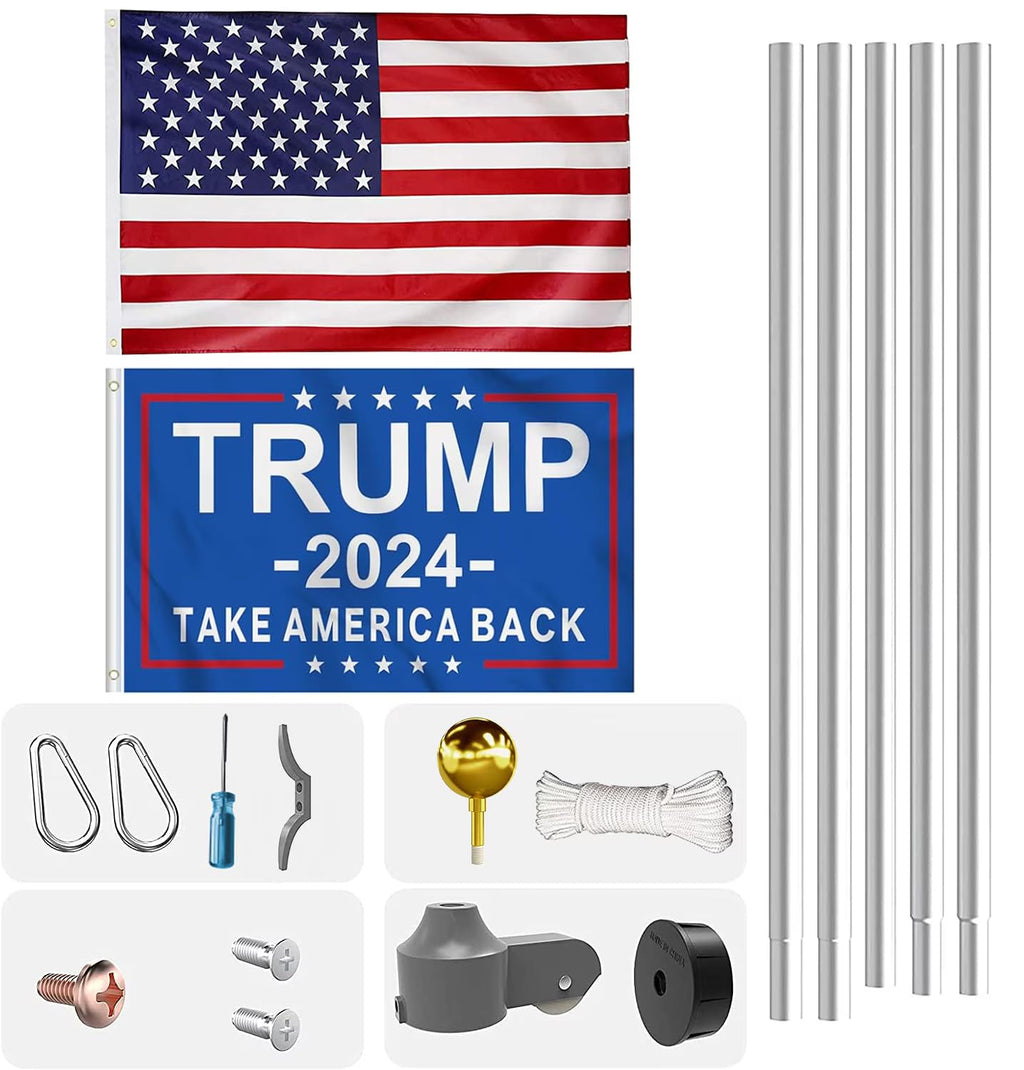20 FT Aluminum Flagpole Kit with USA Flag K508
